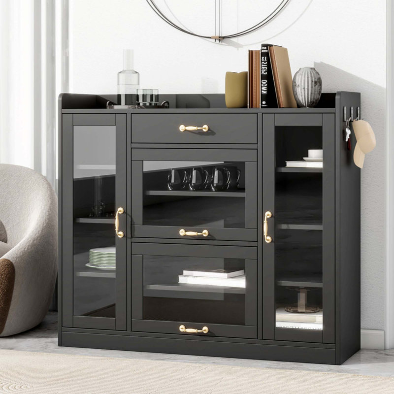 Wood Storage Cabinet, Black
