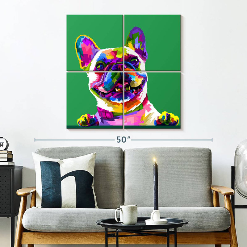 Bouledogue abstrait Brampt, H 32 po x l 32 po