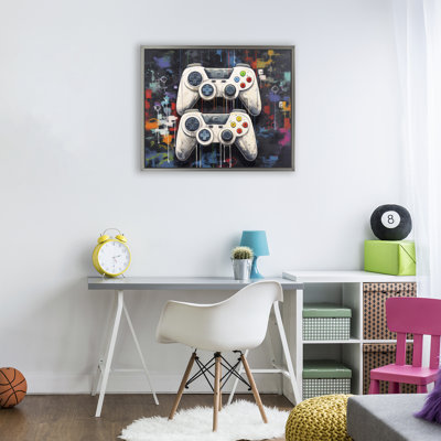 Joystick Journeys with Paint Splatter Floating Frame, design by Lazar Studio