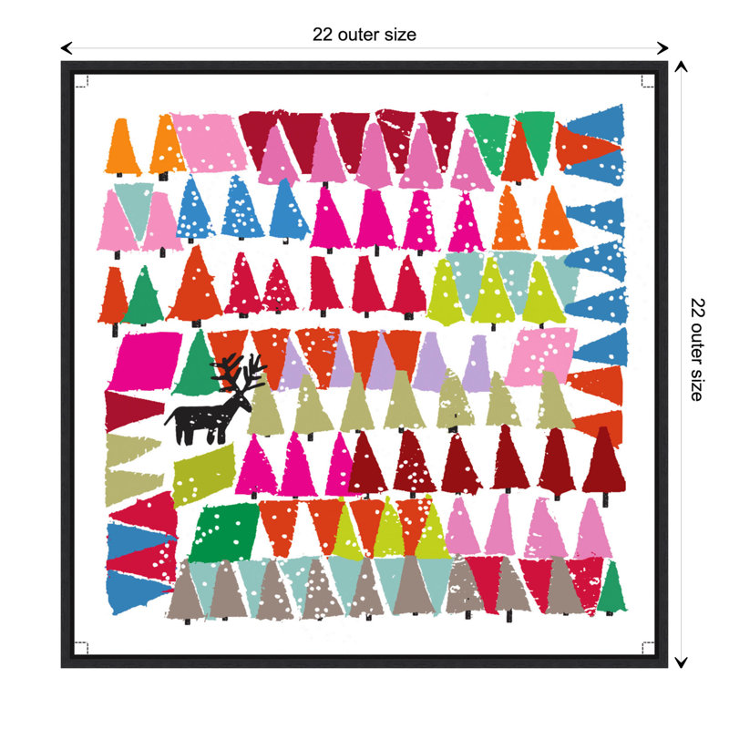 Colorful Christmas Trees Canvas Print with Black Frame