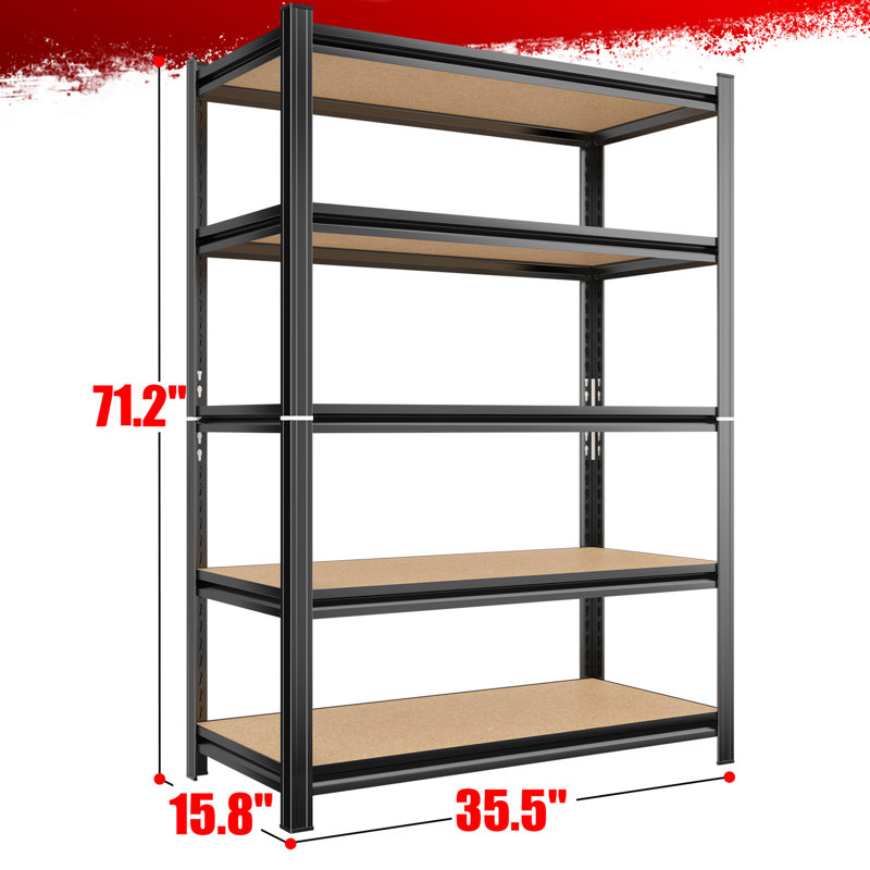 Garage Racking, (5 Shelves) 71.2"H x 35.5"W x 15.8"D