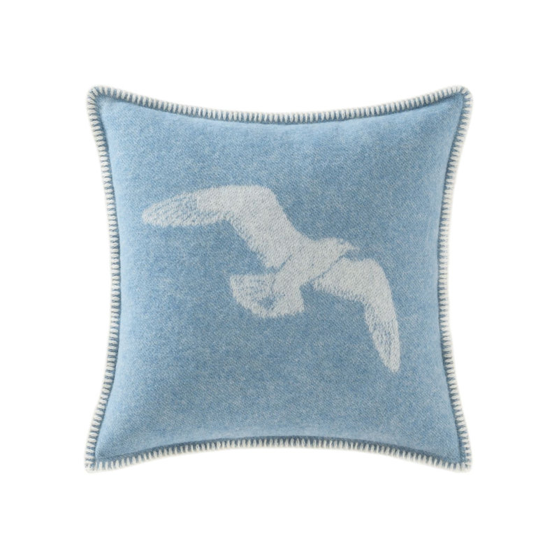 Blue Seagulls Wool Cushion Cover