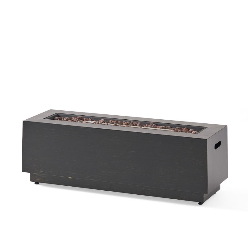 40" Outdoor 50,000 BTU Rectangular Iron Propane Fire Pit, Dark Grey (Tank Cover Not Included)