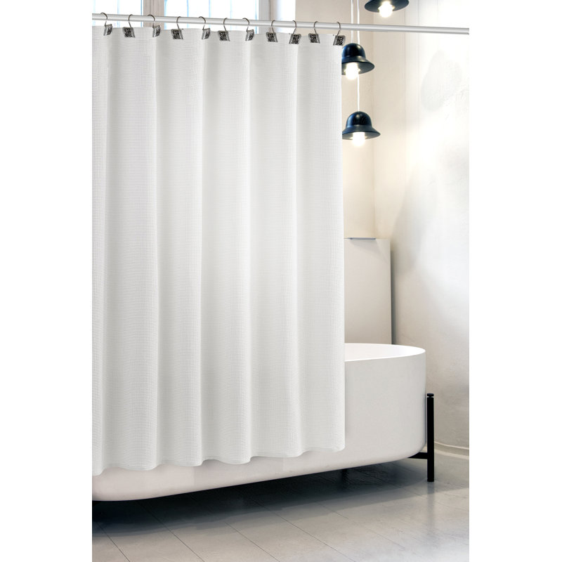 Rideau de douche simple gaufré Waffle, Blanc