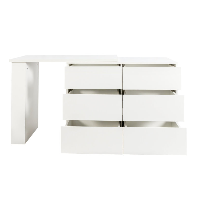 Bureau d'ordinateur en forme de L avec tiroirs, bureau de coin moderne avec armoire de rangement réversible, bureau d'écriture pour bureau à domicile