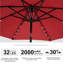Parasol lumineux de 9,5 pi en polyester solaire 32 lumières DEL avec réglage de l'inclinaison et tissu résistant aux rayons UV-2056755624