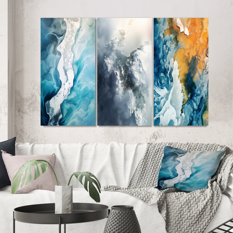 «Vue aérienne du paysage du glacier arctique», 3 pièces, Toile tendue, H 36 po x l 28 po