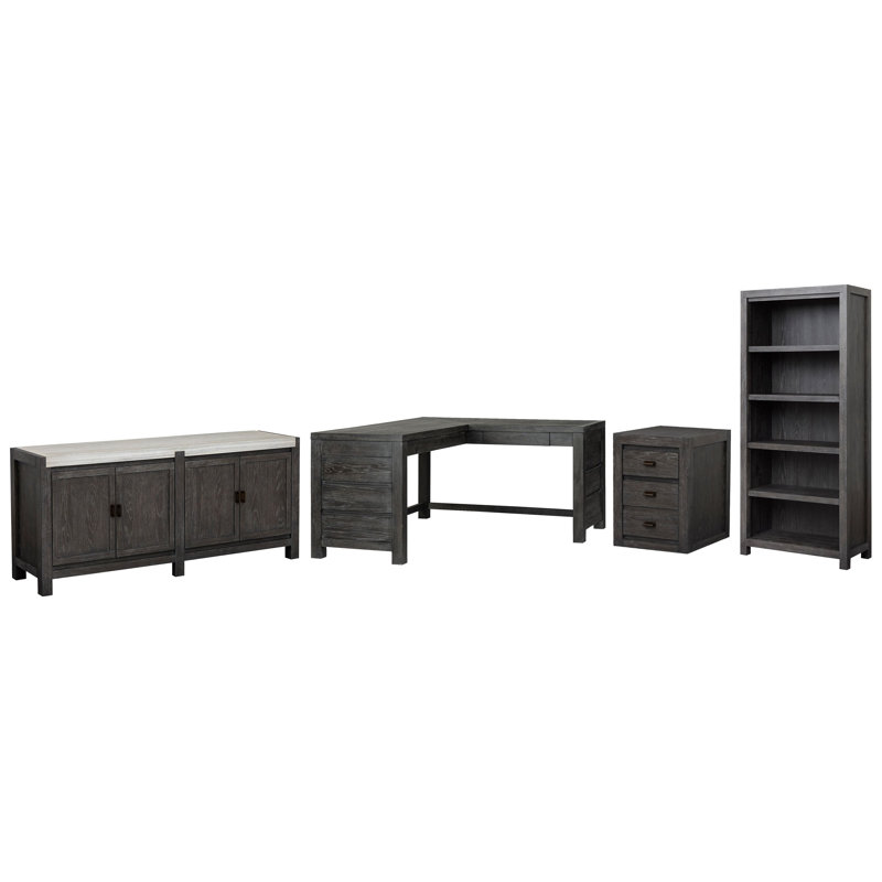 Bureau en L avec bibliothèque et classeur mobile