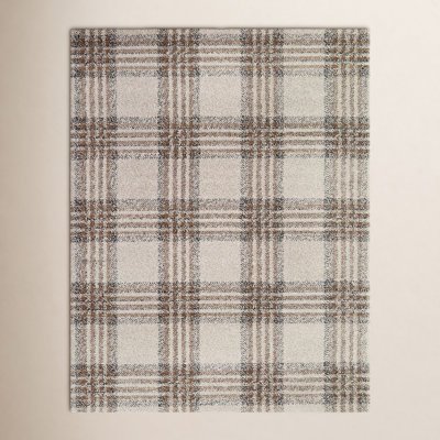 Kage Brown Gray Black Plaid Rug