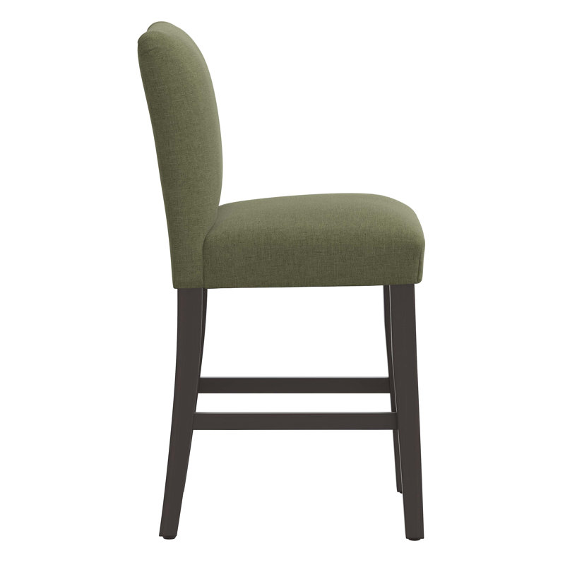 Tabouret de bar et de comptoir Hadrien, Tabouret de comptoir (siège d'une hauteur de 26 p, Lin laurier texturé Zuma