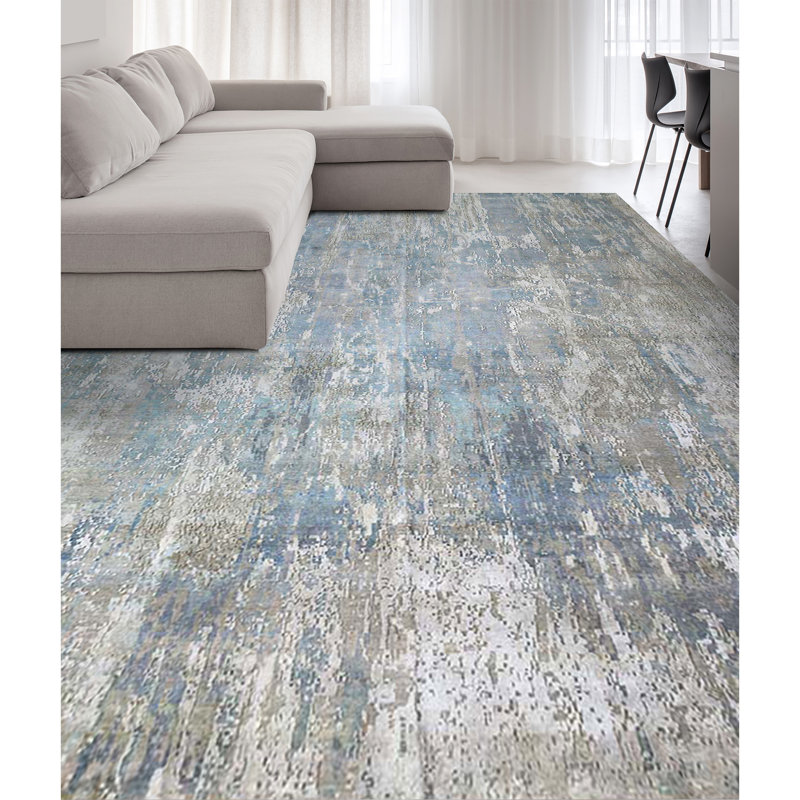 Handmade Silk and Wool Area Rug, Rectangle 4' x 6'