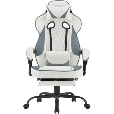 Inbox Zero Adjustable Reclining Ergonomic Faux Leather Swiveling PC & Racing Game Chair with Footrest