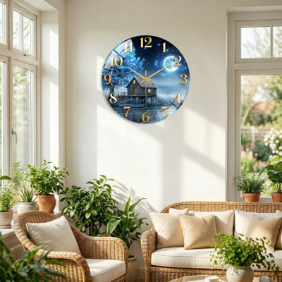 «Night Lake», horloge murale en verre