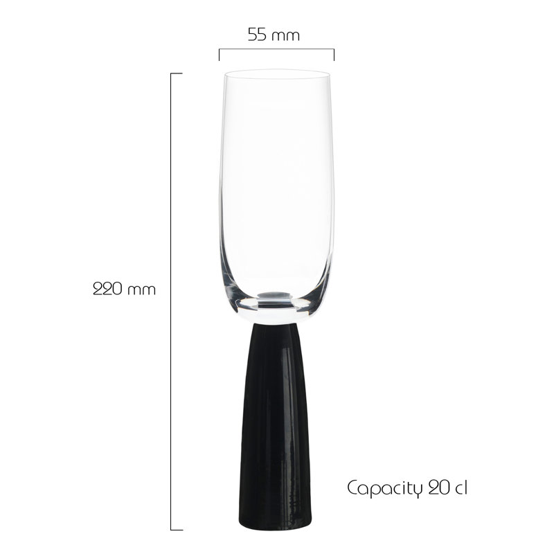 Oslo Champagne Flutes, Clear/Black