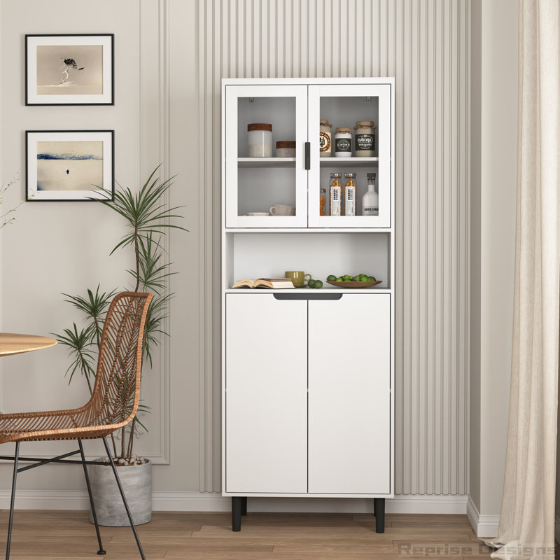 Grande armoire d'exposition avec rangement, Blanc