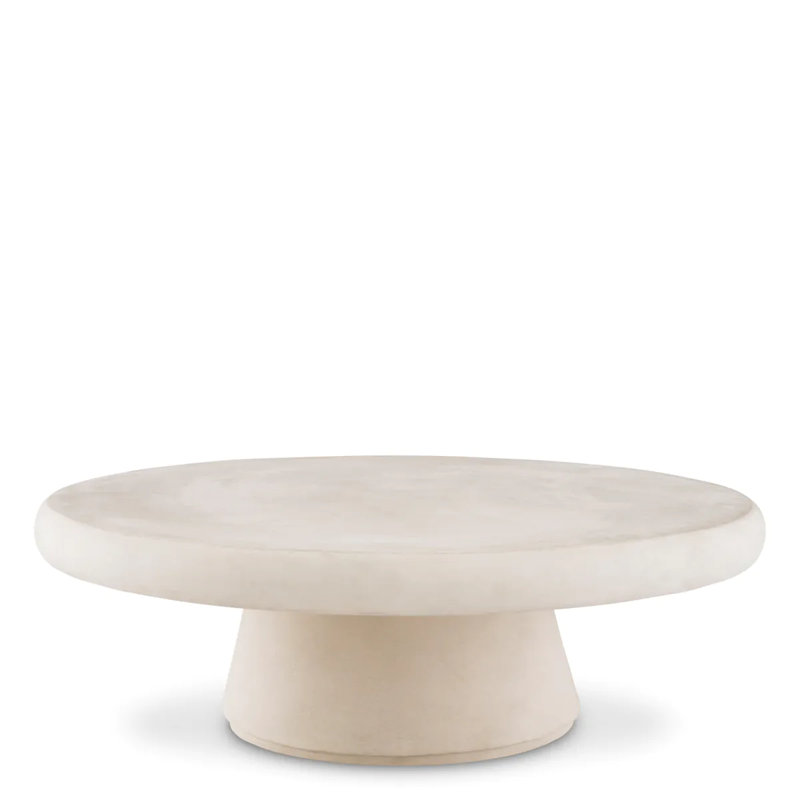 Cleon Outdoor Round Coffee Table, Cream