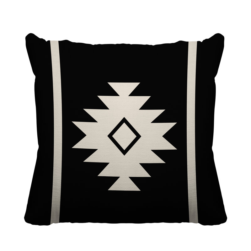 Coussin décoratif intérieur / extérieur Wapi Southwestern, Noir, L 19 po x H 19 po