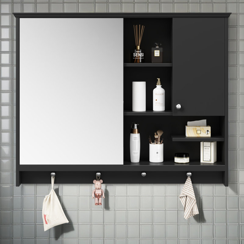 Armoire à pharmacie murale de 36 pouces, armoire de rangement pour salle de bain avec porte miroir et tablette ajustable, armoire à miroir pour salle de bain