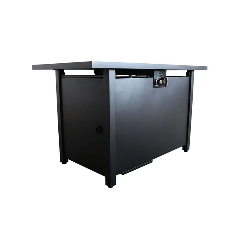 Table de foyer d'extérieur en acier de 25 po H x 42 po avec couvercle - Couvercle de foyer confortable, construction, dessus en acier inoxydable, pierres de lave, accès aux portes latérales, allumage du panneau de commande, housse de protection, noir