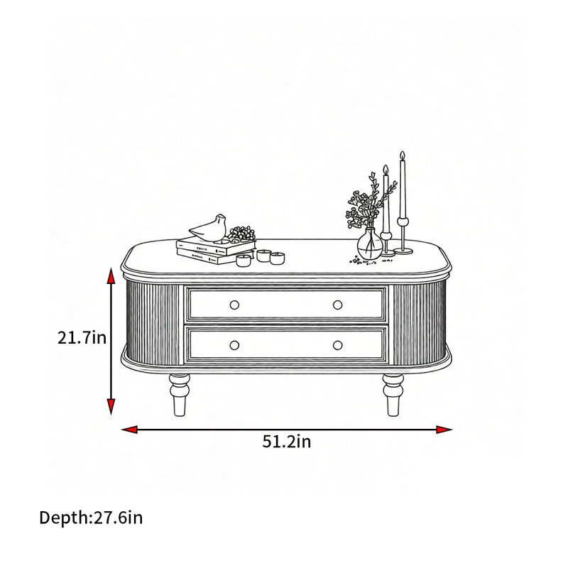American Minimalist Style Coffee Table, Brown