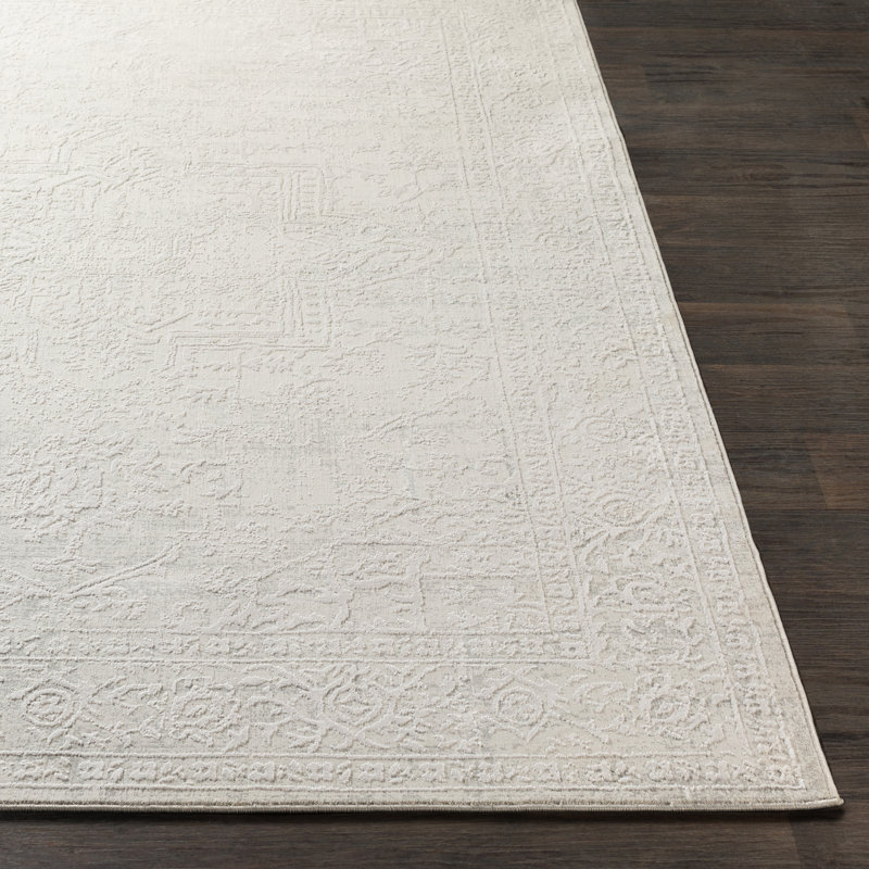 Tapis oriental gris / blanc Schreffler, Rond 5 pi 3 po