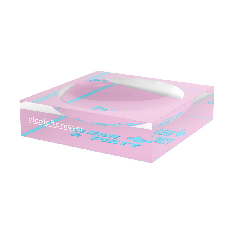 Decorative Tray, 8"W x 8"D x 2"H, Pale Pink Blue