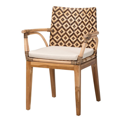 Chaise de salle à manger bali & pari Storsel en rotin naturel et bois de teck, bicolore marron