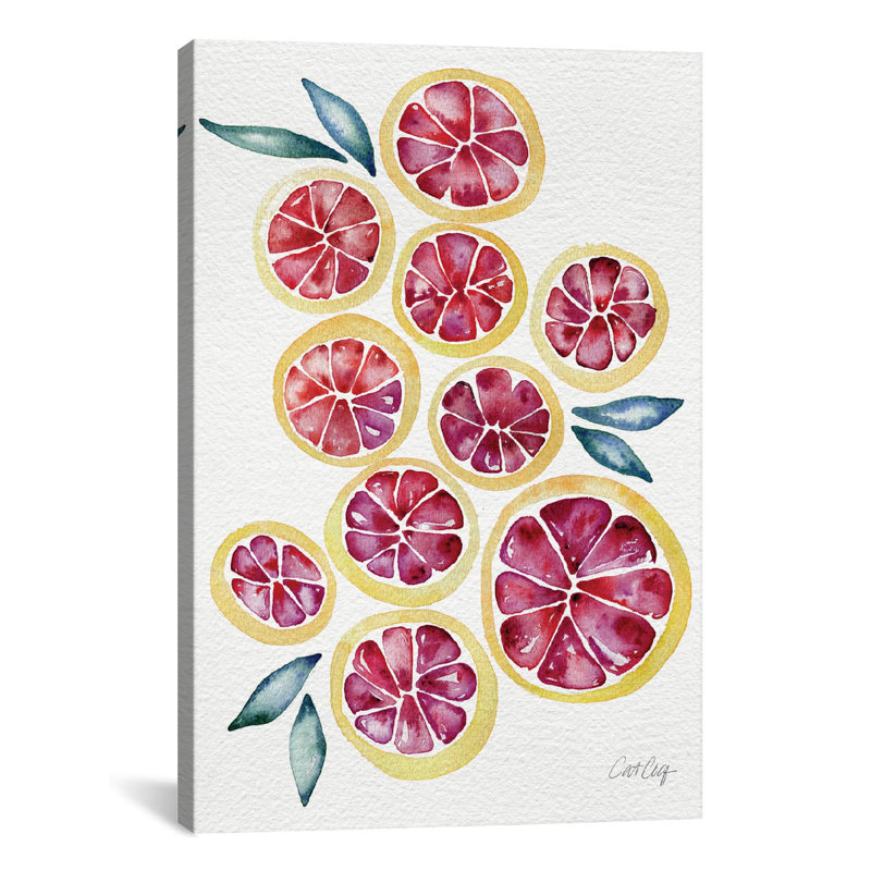 « pamplemousses artprint » par cat coquillette, reproduction d’art sur toile tendue, H 18 po x l 12 po x P 1,5 po