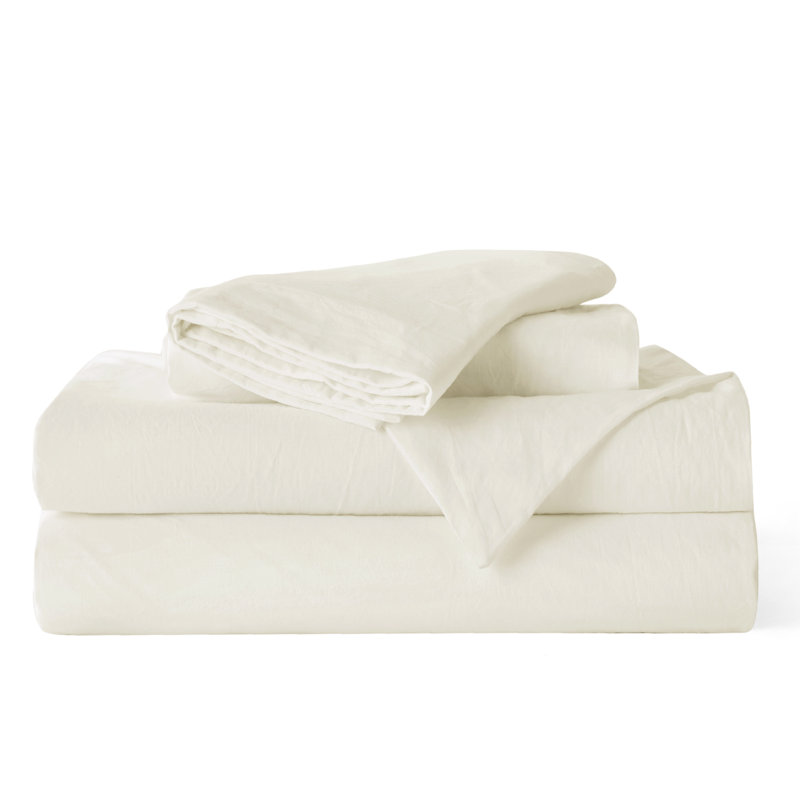 Bedsure 100% Washed Cotton Duvet Cover King Set - Minimalist Cotton Beding Set For All Season（set of 3）, Cream Yellow