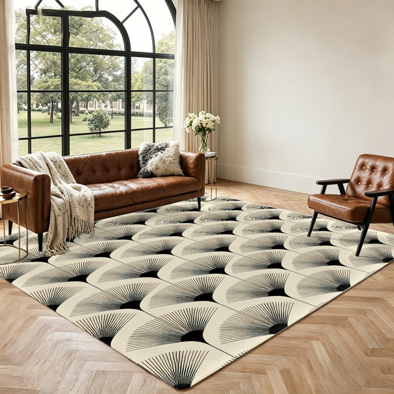 Geometric Pattern Area Rug, Non-Slip Backing Durable Floor Mat for Living Room, Bedroom, Hallway, Kitchen, Patio, Indoor Outdoor Decor, Home, Rugs