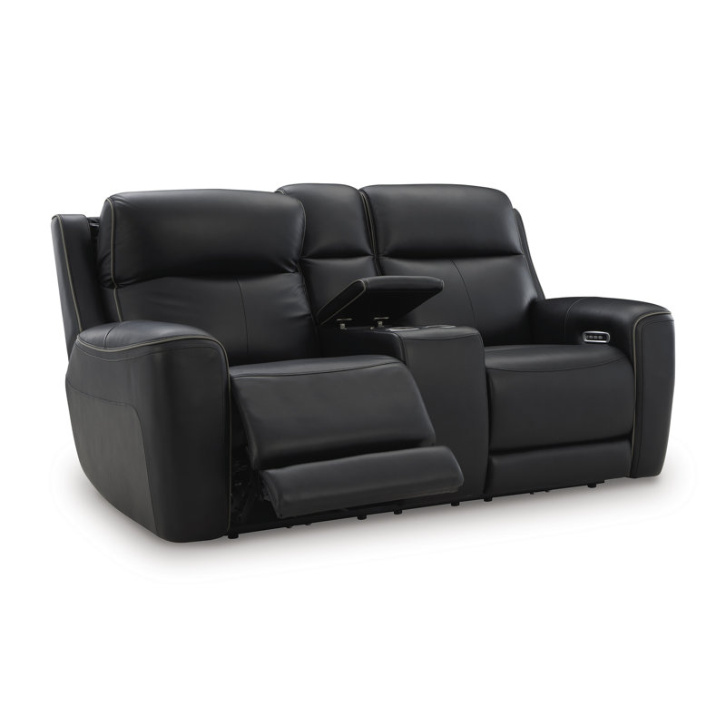Valdivia Power Reclining Loveseat With Console, Black