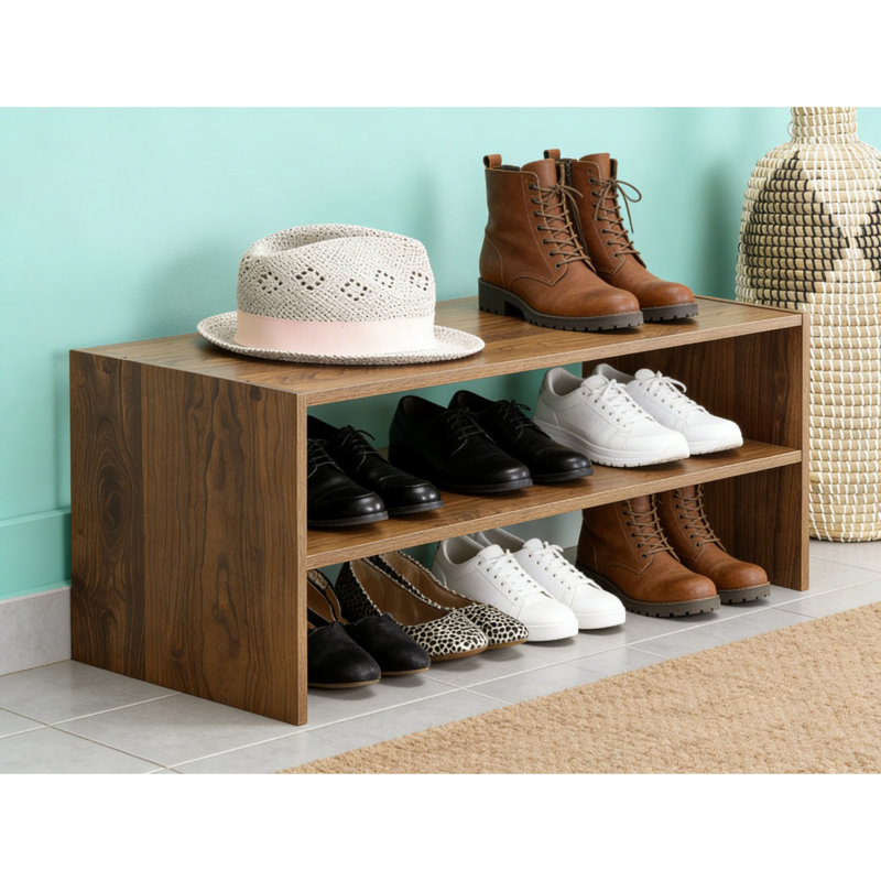 Stackable 31" Extra Wide 2-Shelf Storage Rack, Brown