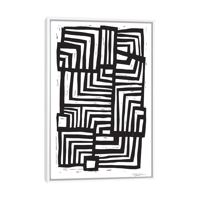 Déplacement de lignes - Impression d'art graphique, Pas de tapis, H 60 po x l 40po x P 1,5 po, Toile blanche encadrée