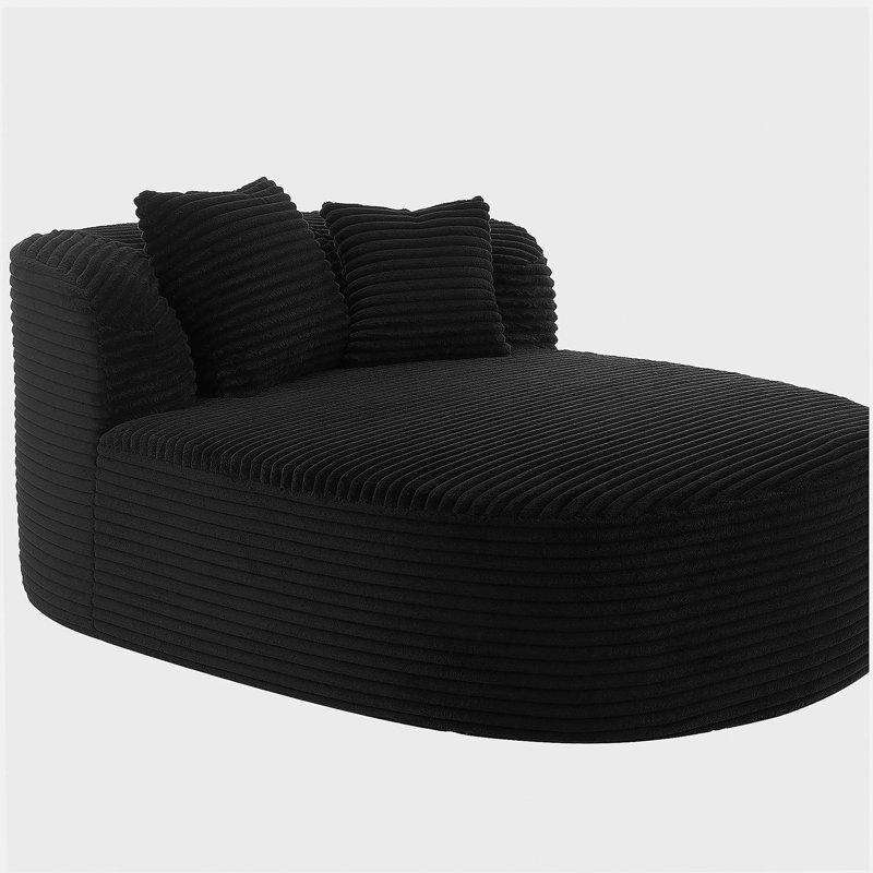 Canapé moderne sans méridienne 51,6 po avec deux coussins de soutien pour le salon, noir