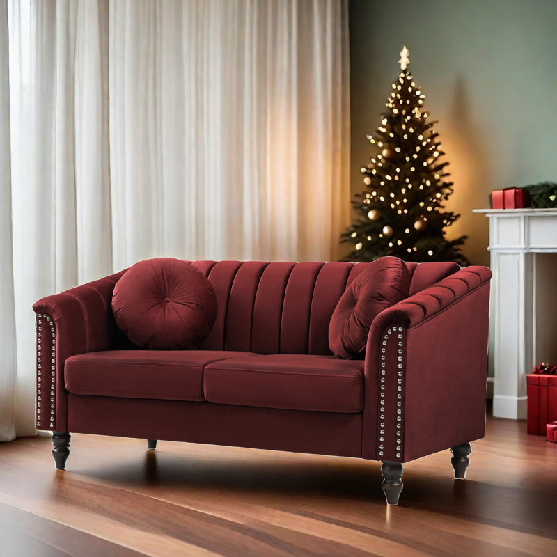Melitta 60'' Velvet Loveseat, Red Velvet