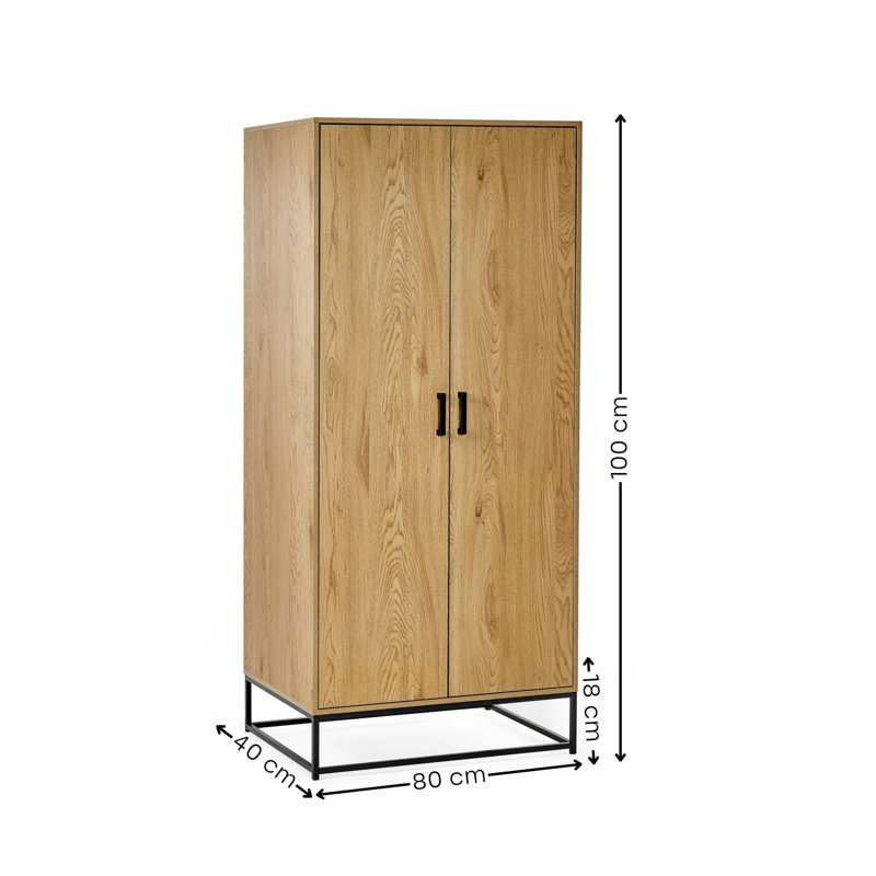 Light Oak Effect 2 Door Wardrobe