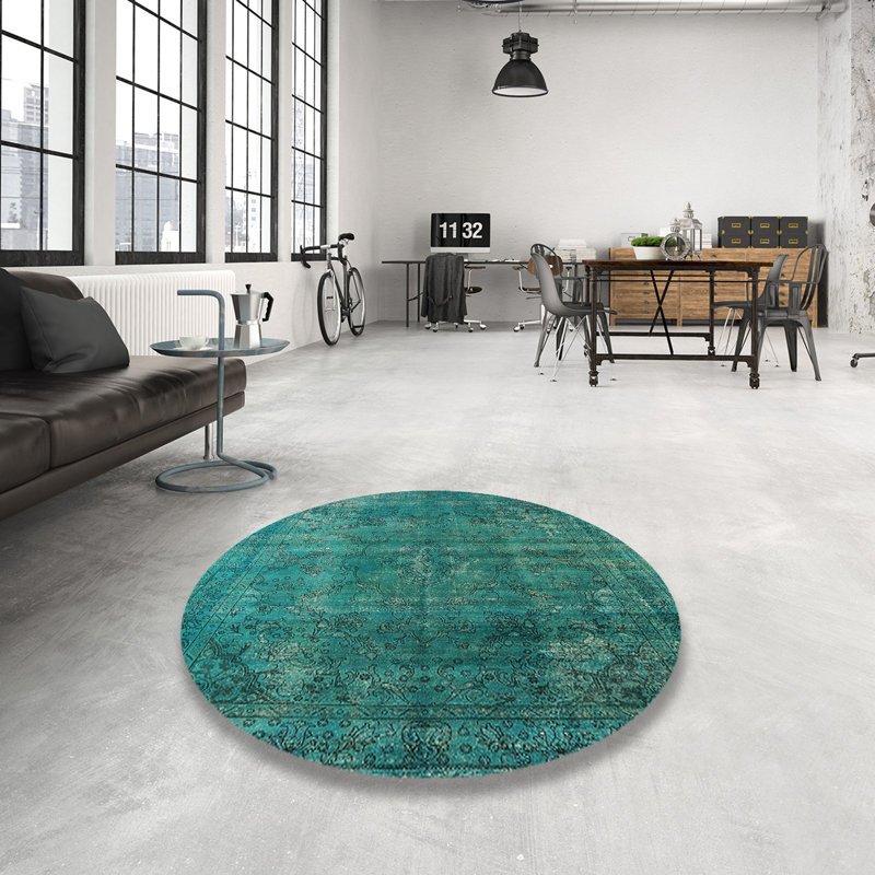 Tapis marocain tissé à la machine Kokeno, Rond 8 pi