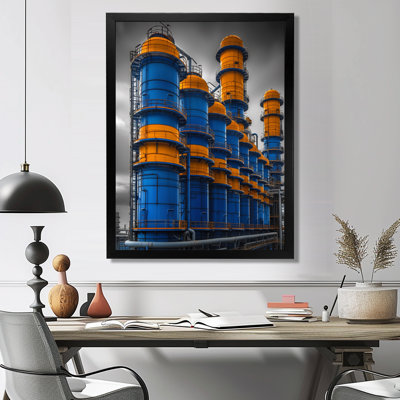 Art mural bleu et jaune de production - usines