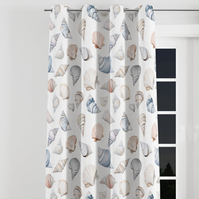 Animal Print Curtains for bedroom - Orange Shell Coastal Collage Grommet Curtain - 1 Panel