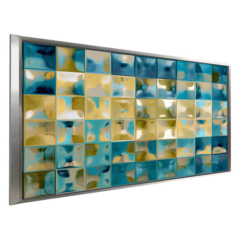 «Tile Art # 5, 2015», reproduction d'impression sur toile tendue, H 21,5 po x l 33,5 po x P 2 po, Cadre flottant argent