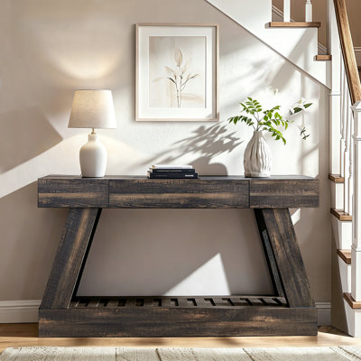 Console de style campagnard 60 po avec tiroirs pour le couloir du salon comme table d'entrée et table de canapé