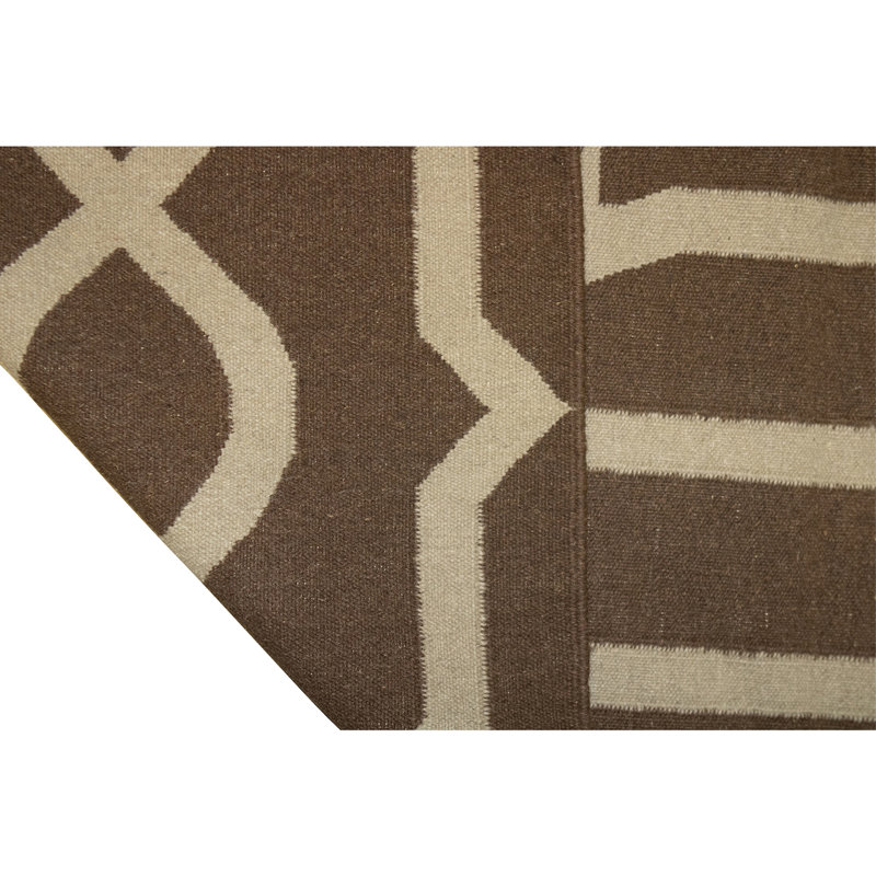 Tapis rectangulaire en laine à tissage plat, Rectangle 8 pi 1 po x 9 pi 11 po