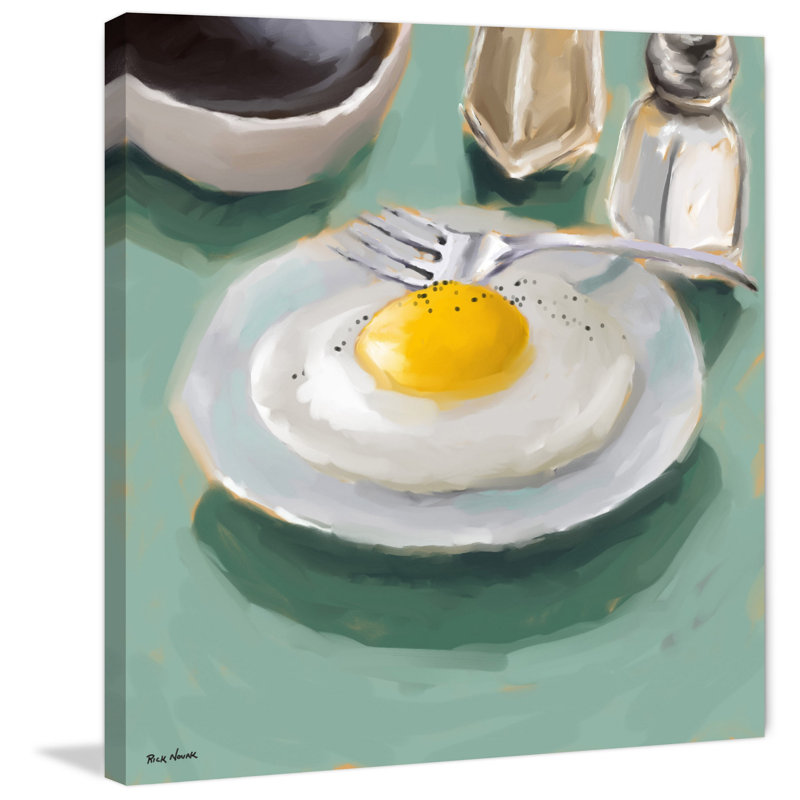 « fritte oeuf », reproduction d’art sur toile tendue, H 40 po x l 40 po x P 1,5 po
