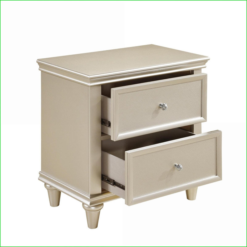 Table de chevet en bois d'ingénierie avec 2 tiroirs texturés