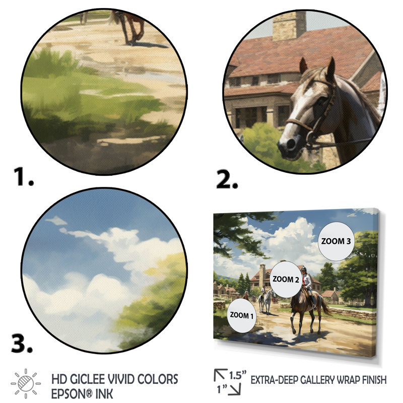 Impression sur toile de campagne Country Equitation Elegance III - animaux, H 16 po x l 32 po x P 1 po, Toile tendue