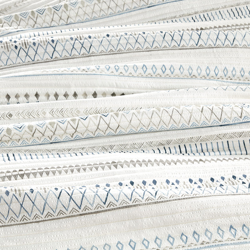 Blue and Taupe Reversible Microfiber Full Quilt Set
