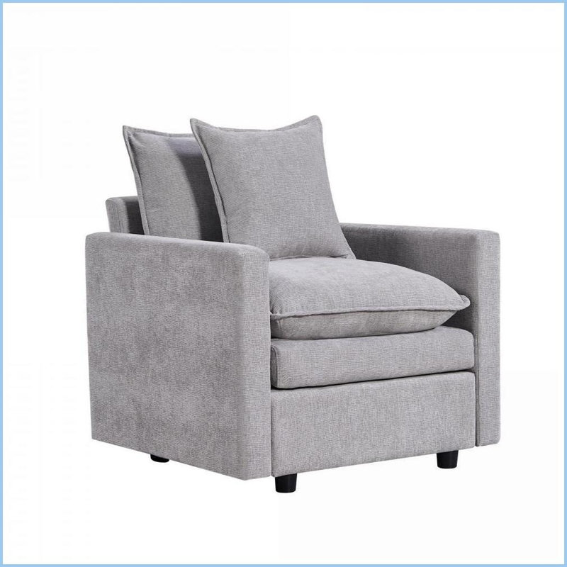 Canapé Comfy à assise simple en chenille - fauteuil de lecture avec coussins décoratifs et amp; Structure en bois massif | Chenille | Bois | Dossier serré