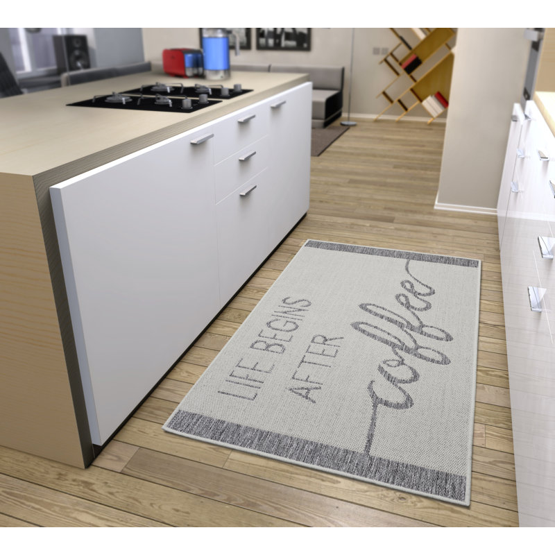 Life Begins After Coffee Cream Rug, Rectangle 92 x 150 cm