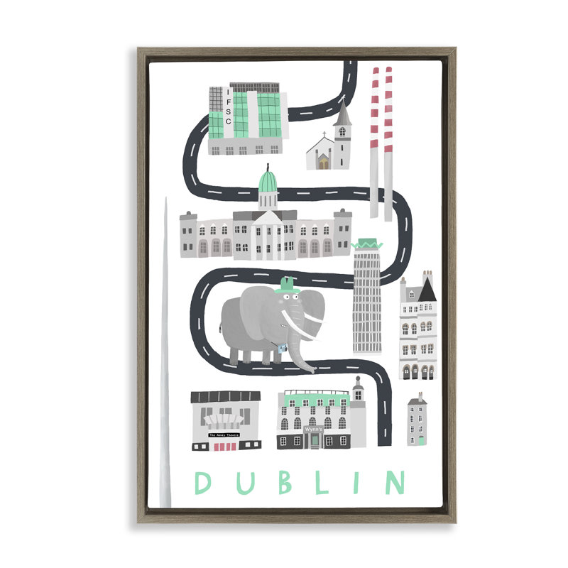 Cadre flottant Dublin City, par Carla Daly, H 31 po x l 21 po, Cadre flottant orme Montalcino