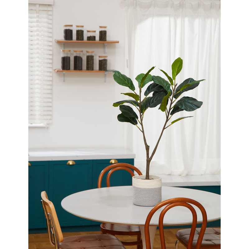 Chappell 39'' Faux Fiddle Leaf Fig Tree in Wicker/Rattan Planter